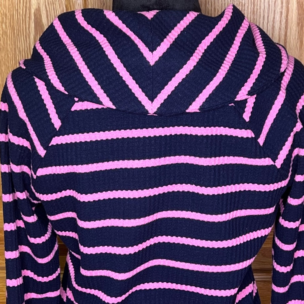 Talbots Raglan Waffle Knit Cowl Neck Long Sleeve Stripe Sweater Top Tee Sz Small - Picture 8 of 10